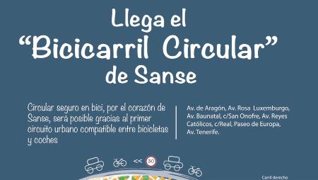 Imagen Sanse estrena un bicicarril circular, en el que coches y bicis comparten...