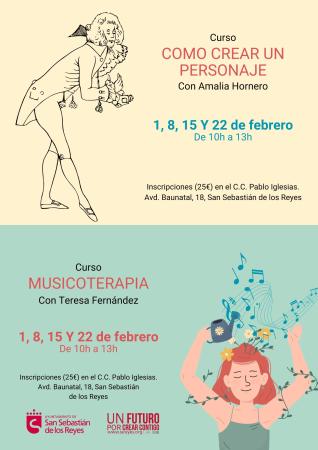 Cursos: 'Cómo crear un personaje (teatro)' y 'Curso de musicoterapia'