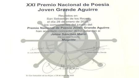 Imagen Jaime Sánchez Marín se alza con el XXI Premio Nacional de Poesía Joven...